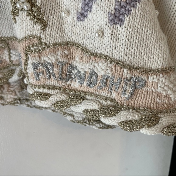 Stitches In Time Angels Peace Love Hope Button Cardigan Winter Knit Sweater  3X - Picture 4 of 16